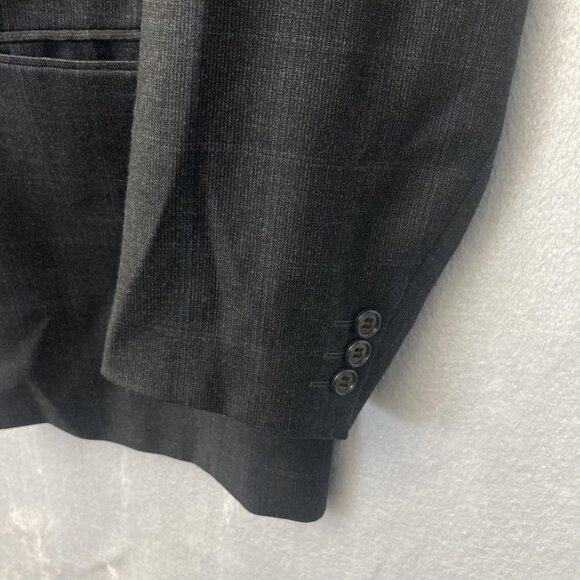 Victor International Loro Piana Zelander Wool Blazer Mens 46R Gray Blue Plaid - Picture 13 of 16
